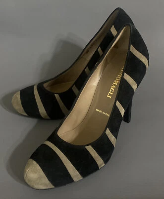 Sapatos femininos Bruno Magli preto bege salto alto 7,5 / 37,5 - Imagem 1 de 4