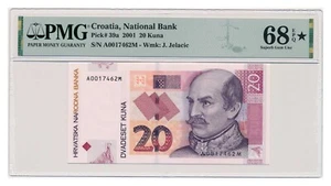 CROATIA banknote 20 Kuna 2001 PMG grade MS 68 EPQ Superb Gem Uncirculated - Picture 1 of 7