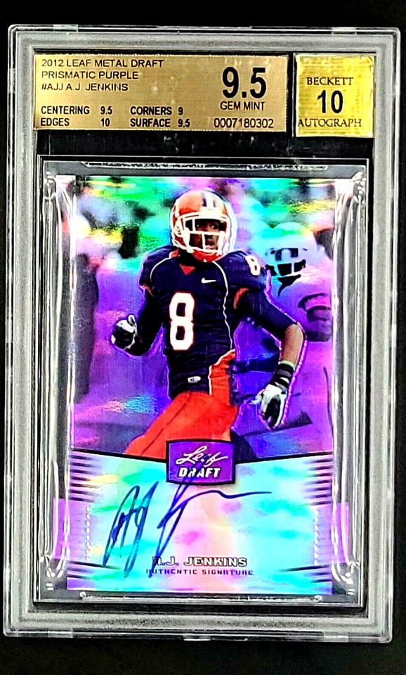 2012 Leaf Metal Draft Purple #AJJ A.J. Jenkins Auto RC /25 BGS 9.5 / 10 POP 1 - Image 1 of 4