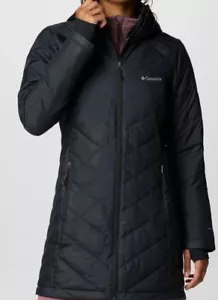 Columbia Women's Black Heavenly Long Hooded Jacket OMNI-HEAT - Picture 1 of 9