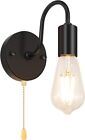 Licperron Industrial Wall Light with Pull Cord, E27 Vintage Wall Sconce Lamp