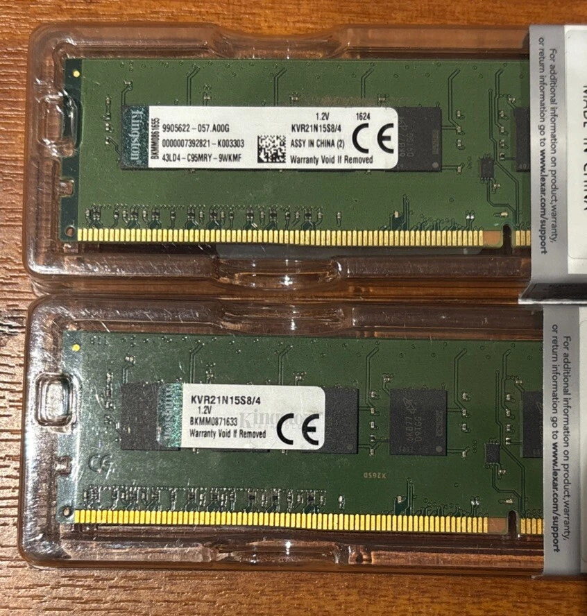 Kingston ram 4gb kvr21n15s8/4 x 2 - Image 1 of 1