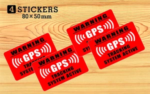 4 X WARNING GPS Tracking System Active Sticker Sign Security Car Window Red - Picture 1 of 1