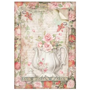 Stamperia A4 RICE PAPER - CASA GRANADA - TEAPOT WITH FLOWERS, Decoupage - Picture 1 of 1
