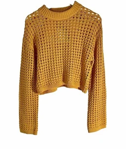 Women’s H&M Mustard Yellow Open Knit Sweater Pullover Size XS - Picture 1 of 4