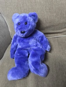 Ty Original Beanie Buddy Buddies Employee Bear 14" Purple 2000 - Picture 1 of 1