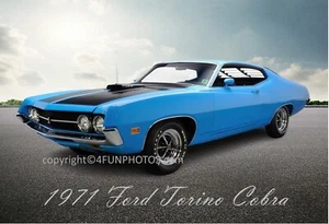 1971 Ford Torino Cobra Muscle Car Hot Rod 11 x 17 großes Poster großes Foto - Bild 1 von 3