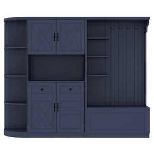 Multifunctional left-right combination hall cabinet with storage and 4 hooks - Picture 1 of 24