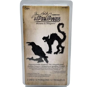 Tim Holtz Sizzix Movers & Shapers Mini Cat & Raven Magnetic Die Set - Picture 1 of 5
