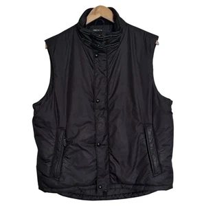 VTG Ralph Lauren Puffer Vest Leather Trim Zip Mens Large Black - Picture 1 of 9