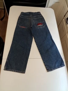 NICE Vtg JNCO Jeans Boys Size 12 (25x25) Crown Logo Embroidered Baggy 90s Skate - Picture 1 of 10