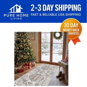 Elegant 2' x 6' Brick Runner Rug - Machine Washable Soft Indoor Carpet - Picture 1 of 8