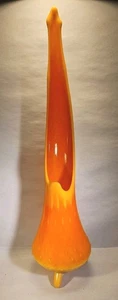 Vintage L.E.Smith Bittersweet Orange 16" Swung Glass Footed Vase - MCM - Picture 1 of 8