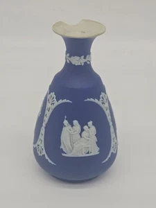 Wedgwood Cobalt Blue Jasperware Bud Vase Damaged - Picture 1 of 6