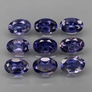 Oval 6x4 mm. Hinzende Farbe & Voll Feuer Natur Violett Iolith Afrika 9 Stck./3,33Ct. - Bild 1 von 6