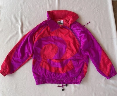 Винтажный Obermeyer неоновый красный оранжевый и фиолетовый спираль ветровка куртка женщин 8 - Изображение 1 из 4