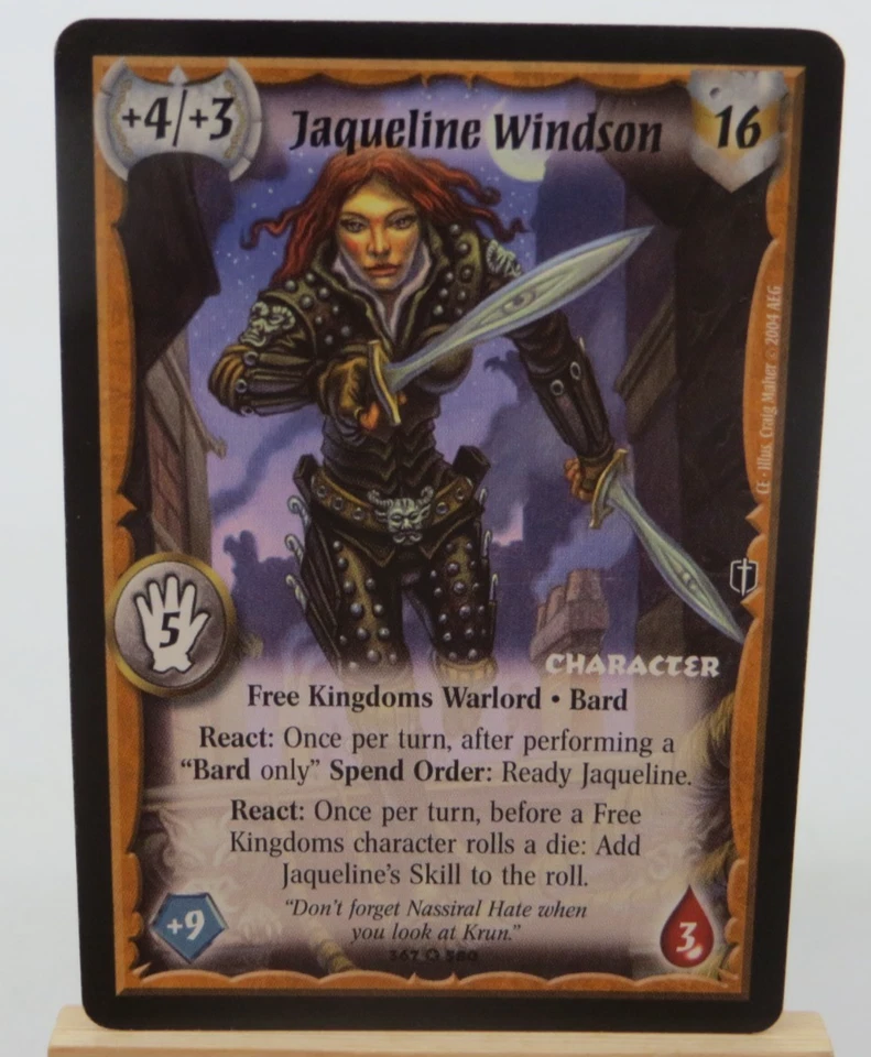 WARLORD Saga of the Storm CCG Character Card JAQUELINE WINDSON 367/580 - Image 1 of 2