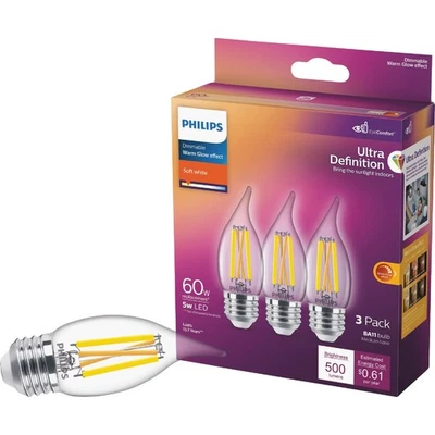 Philips Ultra Definition 60W Equivalent Soft White BA11 Medium LED Decorative - Image 1 of 4