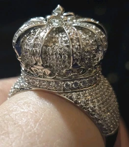 Anillo Corona Pavé Acero Inoxidable Magnífico Brillante Talla 9 - Imagen 1 de 7