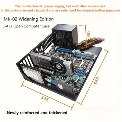 1PC Alloy Steel Open Frame Gaming Computer Case – ATX/M-ATX/ITX Compatible, Wide - Image 1 of 4