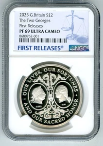 2025 S2PD GB PLATA PRUEBA NGC PF69 LOS DOS GEORGES G III/WASHINGTON DE COLECCIÓN 2000 - Imagen 1 de 2