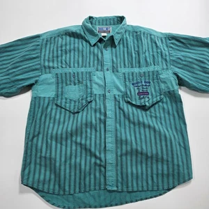 Camisa abotonada para hombre años 90 Bugle Boy Best Solution azul aguamarina a rayas talla XLarge - Imagen 1 de 8