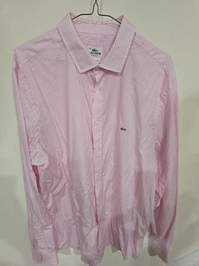 Lacoste Rosa Abotonada Hombre Talla 44 (XL) Gris Cocodrilo 100% Algodón - Imagen 1 de 9