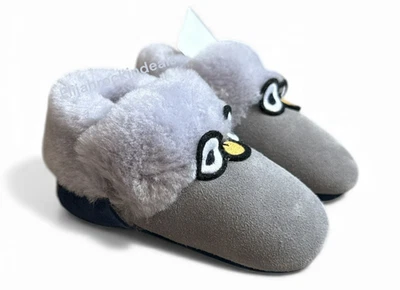 NEW TODDLER UGG ZIPPIE OWL GOOGLY EYE NAVY SEAL GREY SLIPPERS SHOES - Image 1 of 4