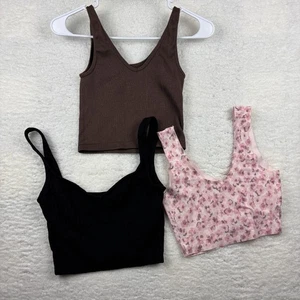 Cami Crop Tops schwarz, braun, rosa Tank Crop Tops Damen Größe XS-S 3er Set - Bild 1 von 7
