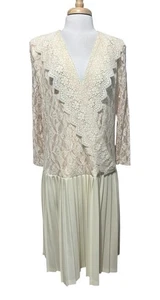 Vestido Vintage Años 80 Estilo Eduardiano Dama Jennifer Cintura Caída Encaje Crochet Plisado - Imagen 1 de 8