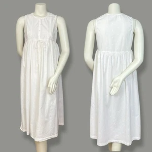 Cotton Nightgown White Embroidered Classic Sleeveless Ribbon Gilligan & O‘Malley - Picture 1 of 10