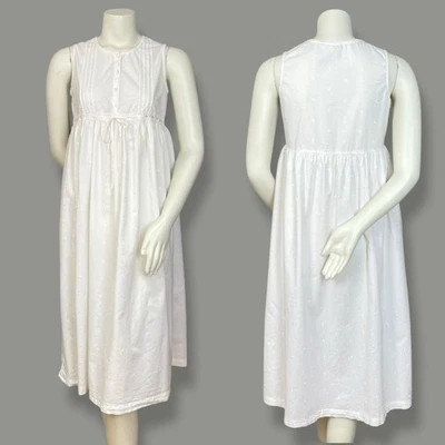 Cotton Nightgown White Embroidered Classic Sleeveless Ribbon Gilligan & O‘Malley - Image 1 of 4