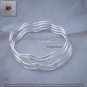 Squiggle Bangle, Zig Zag Wave Handmade 5 Pcs GS Silver Micro Jewelry Women Gift - Picture 1 of 3