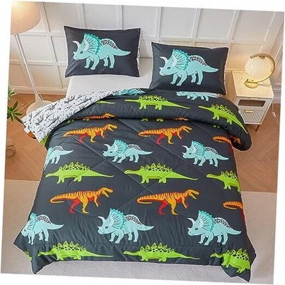  Dinosaur Bedding Set - Size Kids Comforter Set for Boys & Full Black Dinosaur - Image 1 of 4
