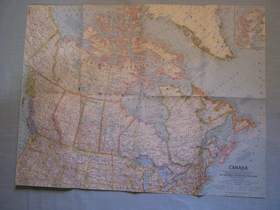 MAPA VINTAGE DE CANADÁ National Geographic diciembre 1961  Foto 1 de 1