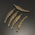 8 PCS Vintage Bronze Feather Charms Leaf Alloy Pendant Craft Findings DIY 37*8mm