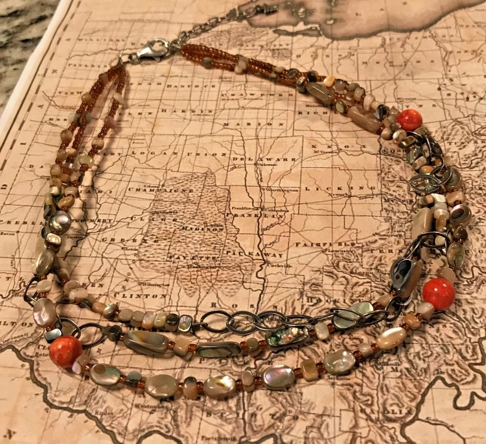 Colar de prata esterlina Silpada N1563 esponja concha de coral "Fiesta Fun" $96 - Imagem 1 de 1