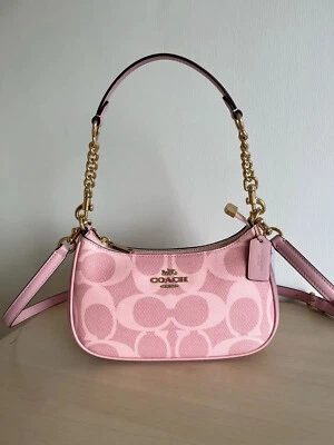 Teri 单肩包签名帆布粉粉色 CAL51 Outlet 全新 — 第 1/4 张图片