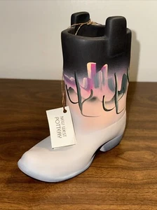 Jarrón bota de vaquero estilo suroeste New West Pottery pintado y firmado a mano 6,5" - Imagen 1 de 9