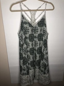 Francesca’s Damen Kleid blau Regen Racerback grün Muster Gr. L Neu mit Etikett - Bild 1 von 10