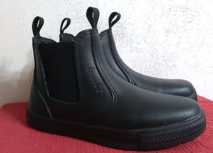 Women's Genuine Grip Ankle Boots Black Leather  Size 8.5 Slip-Resistant Slip-on - Picture 1 of 11