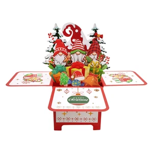 GNOME 3D Pop Up Merry Christmas Holiday Invitation Greeting Card - FAST SHIPPING - Picture 1 of 3