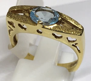 anello topazio azzurro idrotermale in oro18kt - Foto 1 di 6