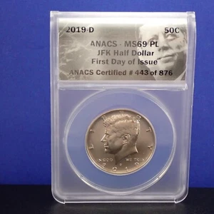 2019 D JFK 50c ANACS FDOI MS 69 PL - Picture 1 of 2