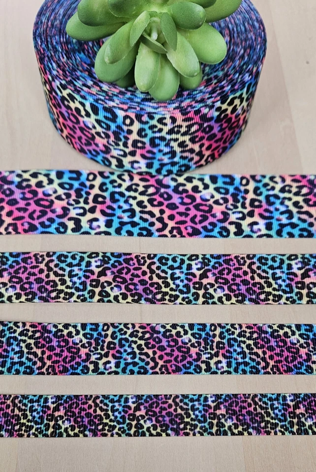 3/8, 5/8, 7/8, 1, & 1.5" (1 YD) Cheetah Grosgrain Ribbon Leopard Jungle Animal - Image 1 of 1
