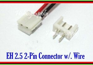 2 Pin EH 2.5mm male connector housing wire cable 30cm PCB Straight Header x 30