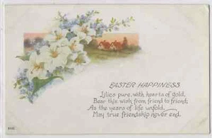 Easter Happiness Wish For A Friend White Lilies Flowers Divided Back Postcard - Picture 1 of 2