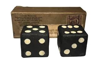 1930S ANTIQUE CHARCOAL DICE SINCLAIR REFINING COMPANY ADVERTISING BOX GAS OIL - Picture 1 of 12
