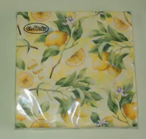 20 Servietten Zitronen viele Zweige Blüten Spalten 1 Packung OVP Motivservietten - Bild 1 von 4