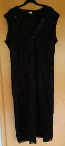 Traumhaftes Kleid v MS Mode Schwarz Samt Lang Pailletten Tüll Gr. 52 Topzustand! - Bild 1 von 6
